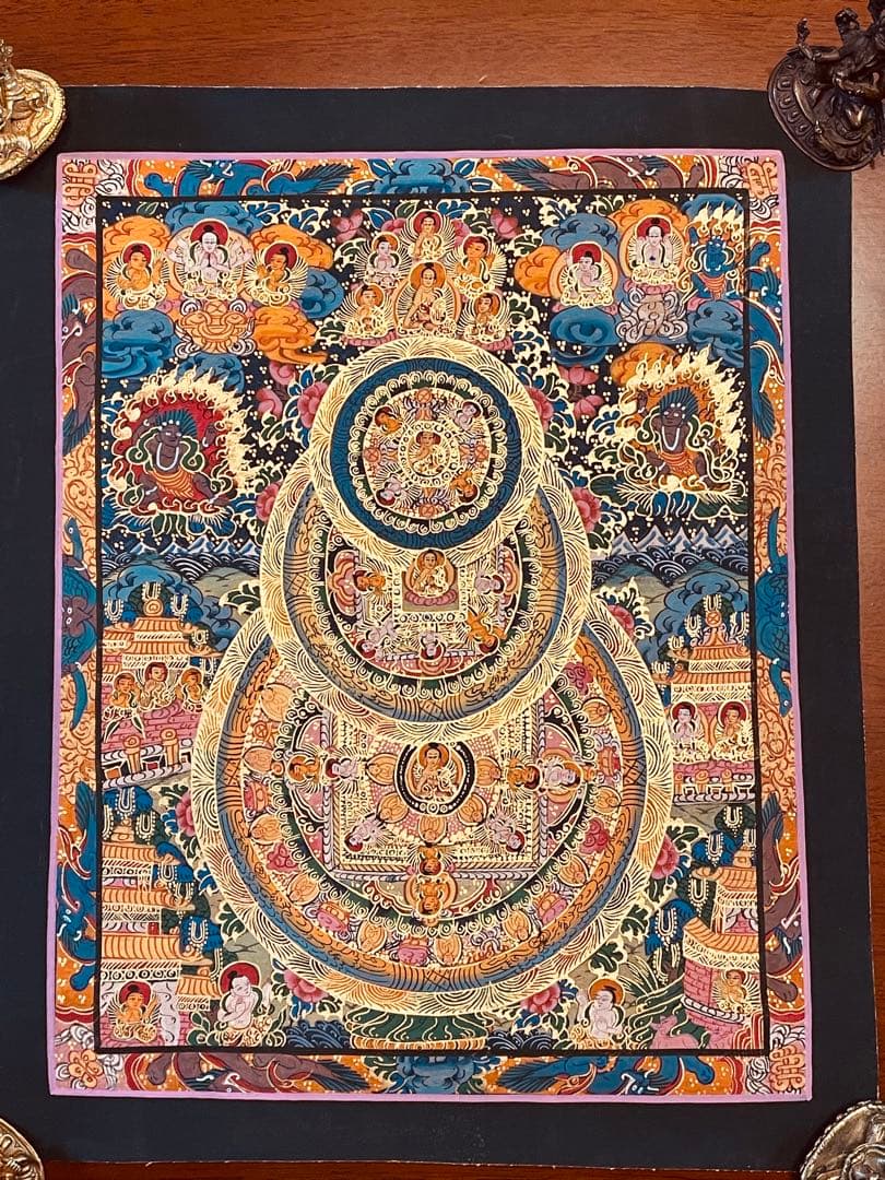 チベット密教 手描き曼荼羅（マンダラ）タンカ 新品・一点物 肉筆画 D4