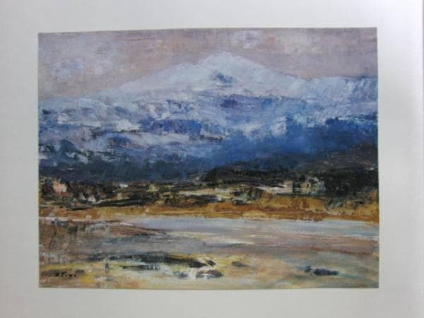 鬼頭 鍋三郎、柴山潟の白山、限定・豪華大判画版画、 新品高級額付