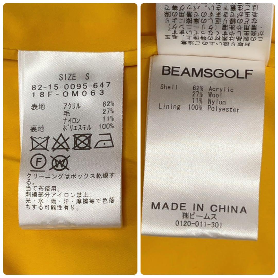 新品　ビームスゴルフ　セーター　防風　ニット 裏地付　蛍光　ネオン　イエロー