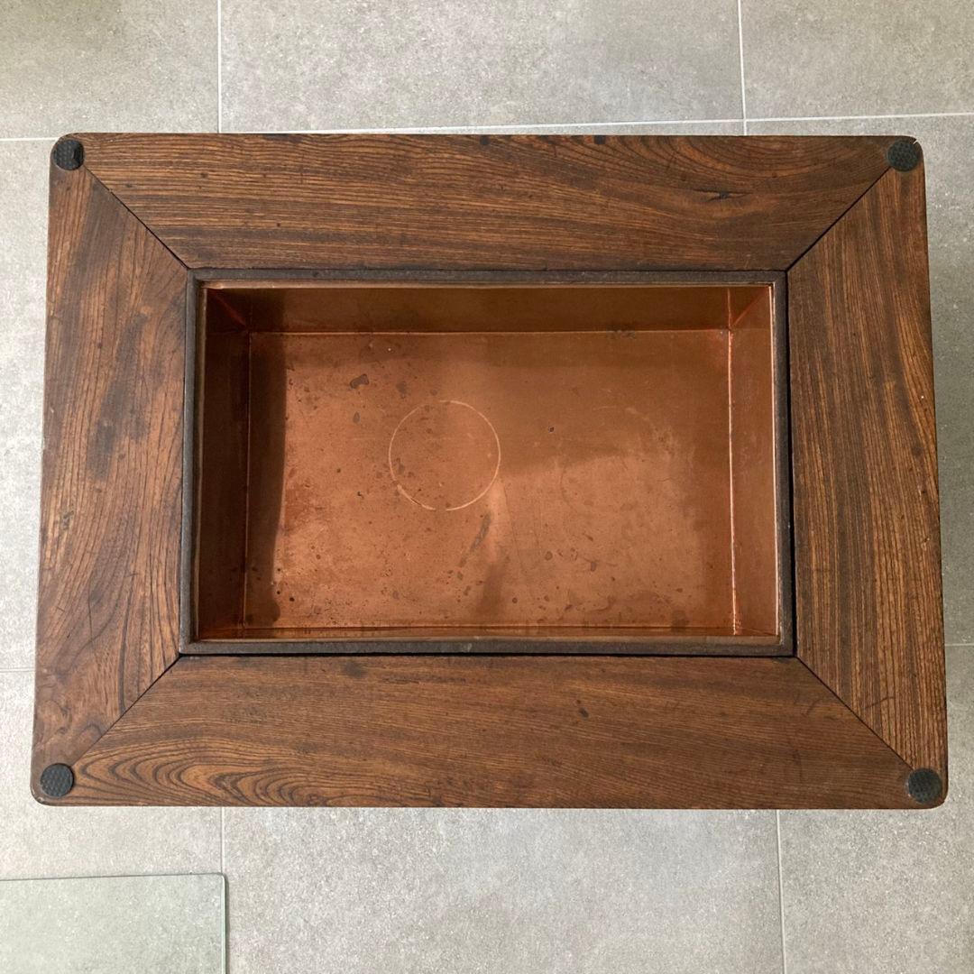 囲炉裏テーブル 時代家具 アンティーク古家具　侘び寂び ガラス 引き出し付