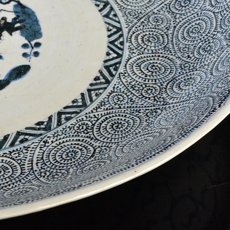 伊万里焼　古伊万里　大明成化年製銘　染付　蛸唐草松竹梅文　大皿　V　R5969B