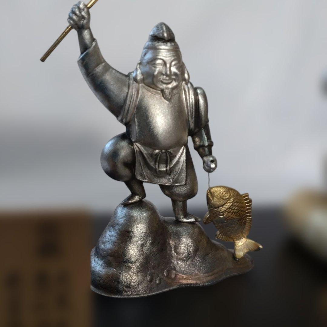 初代 武比古作　純銀 大黒天 恵比須　インテリア 縁起物 刻印有り 箱・説明書付