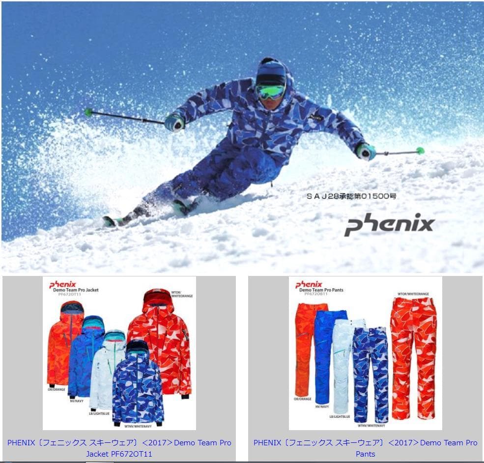 R*T様 phenix スキーウェア Demo Team Pro 2017 （Ｍ