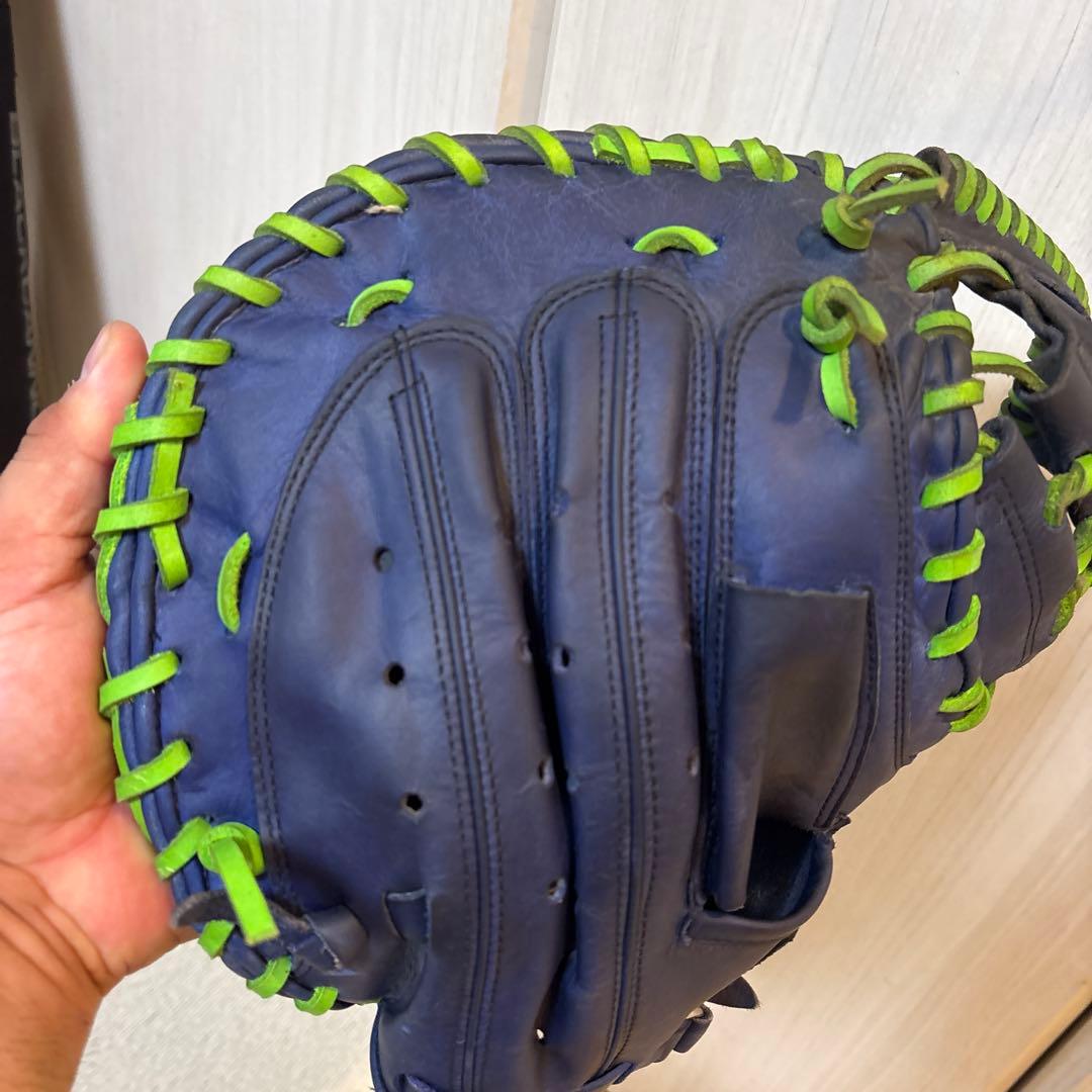 ZETT 軟式一般キャッチャーミット　ネイビー/グリーン　古田敦也モデル