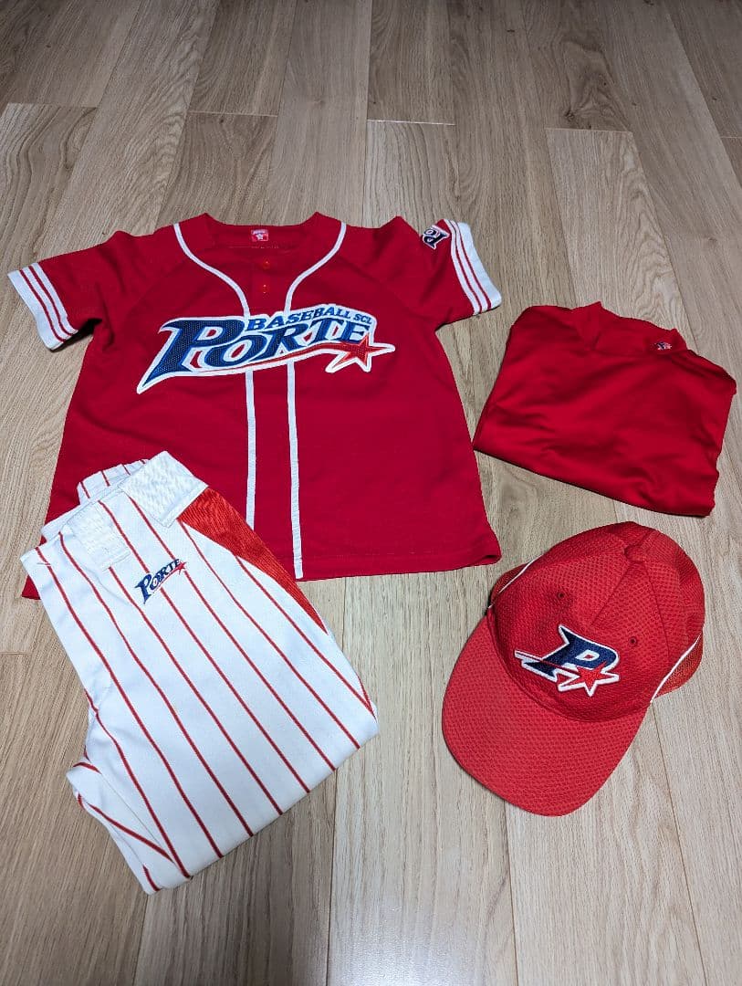 【ポルテ】野球ユニフォーム(練習着) 150cm、アンダー140cm、キャップM