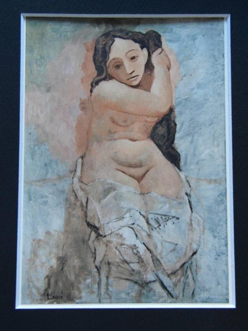 パブロ・ピカソ「髪を編む女」、希少画集より、状態良好、新品高級額装付