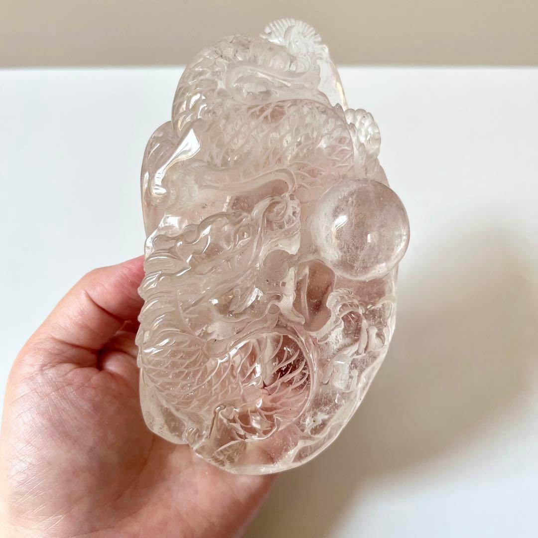 水晶　龍　縁起物　石　石製　石彫　石彫り　置物