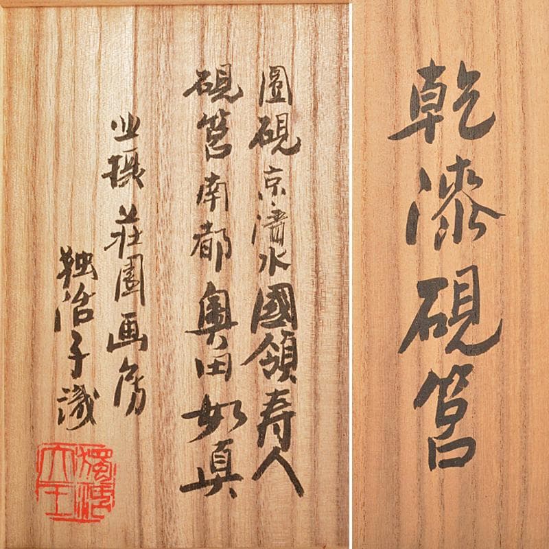 奥田如真作　乾漆硯筥　京焼　国領寿人作　硯　 荘園画廊　独活子識箱　MR5504