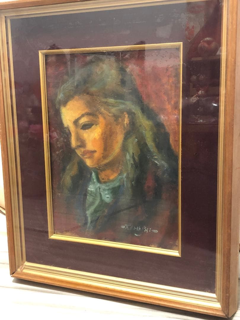 油彩 人物画 サイン入り