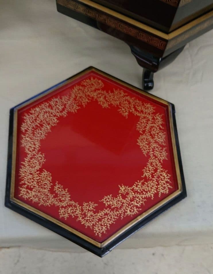 茶道具沈金六角重