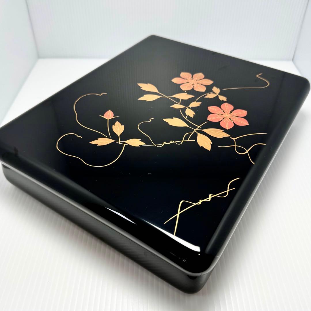 新品未使用 越前塗 漆器 漆 文庫 文箱 霧箱 説明書 箱 伝統工芸 黒 小物入