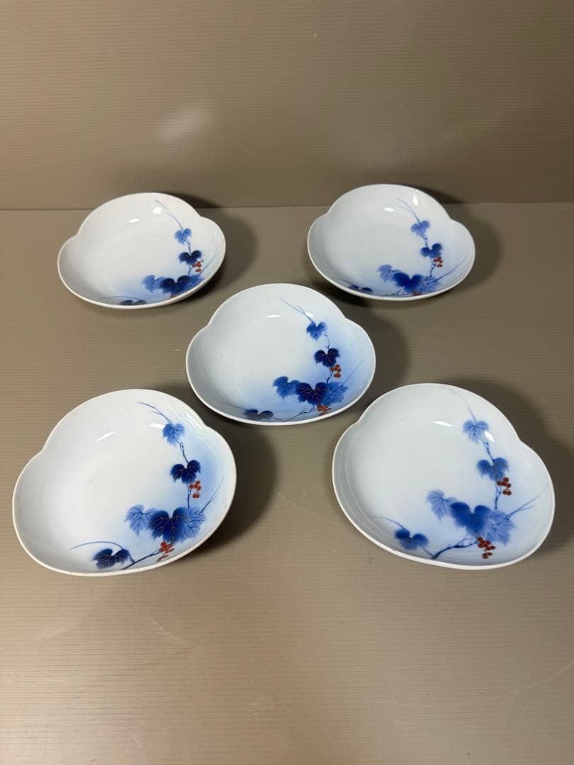 2208 有田焼 芳祥堂特製　葡萄瑠璃　皿　5客