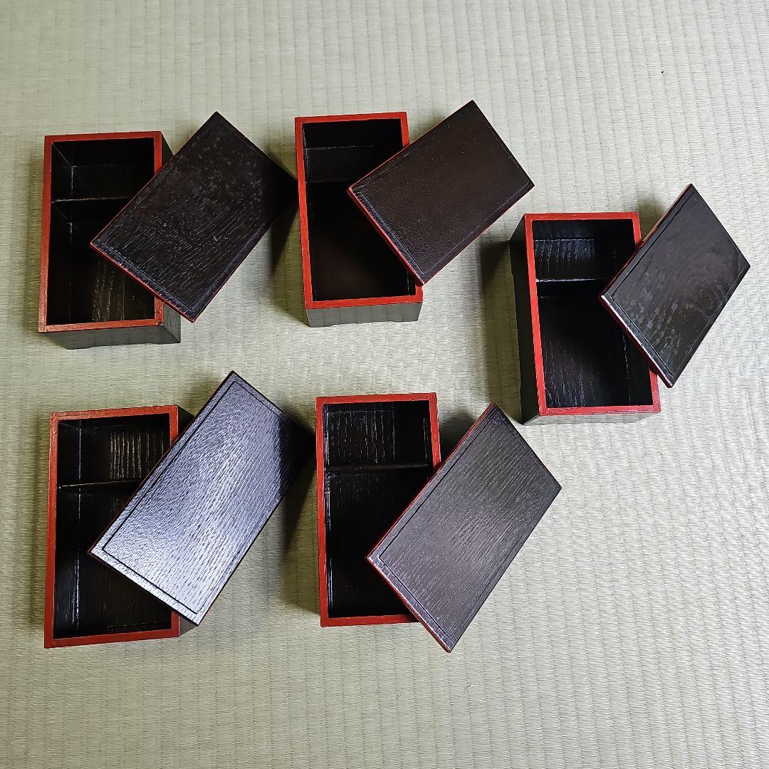 【明治ロマン/1870年物】戦前物 漆塗り弁当箱 漆器 膳の箱 五客 5個朱色