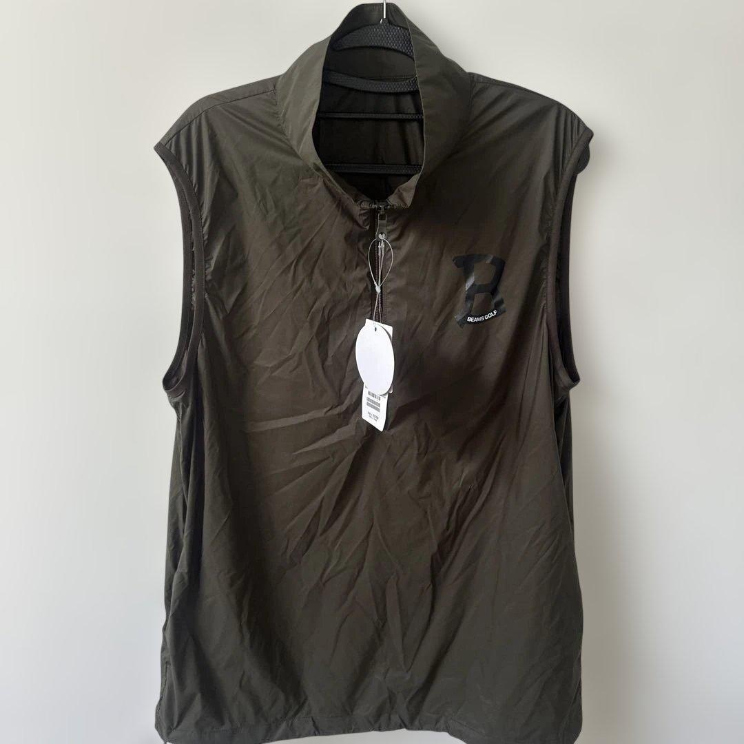 【新品】beams golf 撥水ストレッチオリーブベスト　Lサイズ