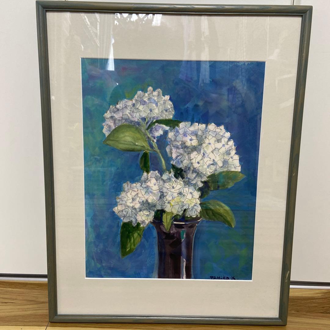 水彩画　紫陽花　アジサイ