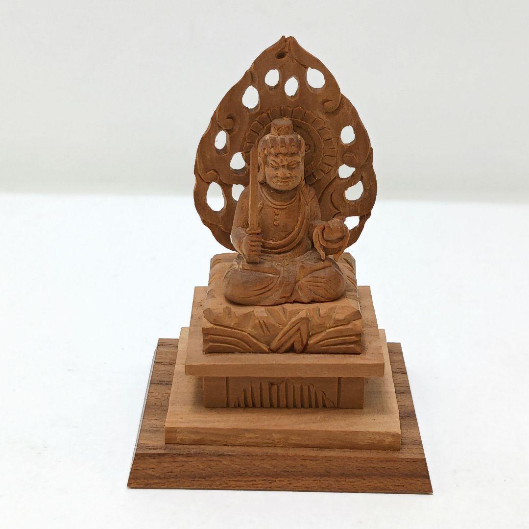 Y2293-26 仏教美術 木彫 不動明王 厨子 ミニチュア　I