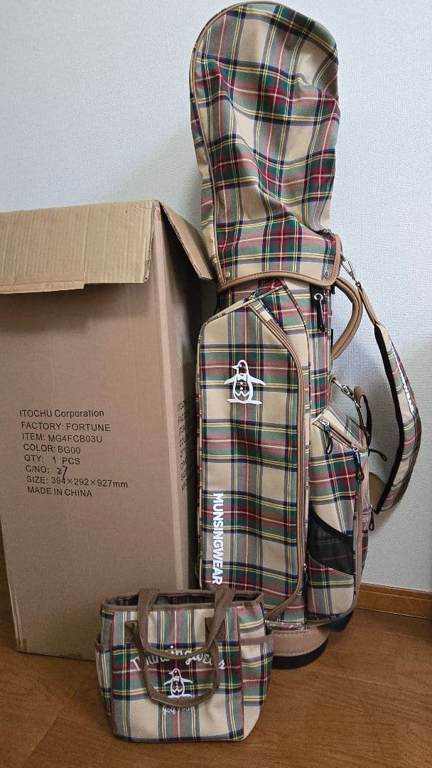 Munsingwear チェック柄 キャディバッグ カートバッグセット