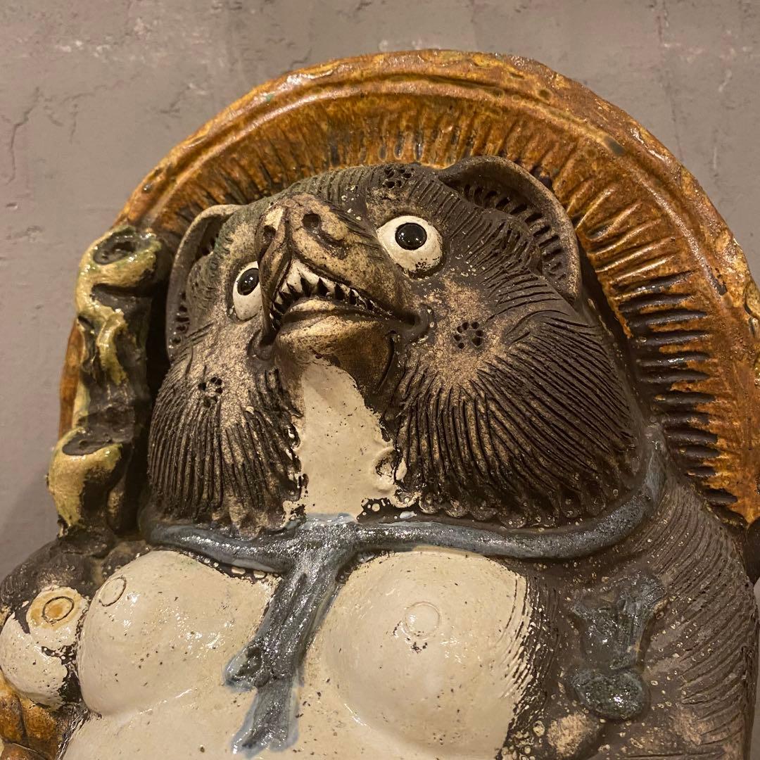 信楽焼 狸庵 縁起物 たぬき置物 昭和レトロ 美品 35cm