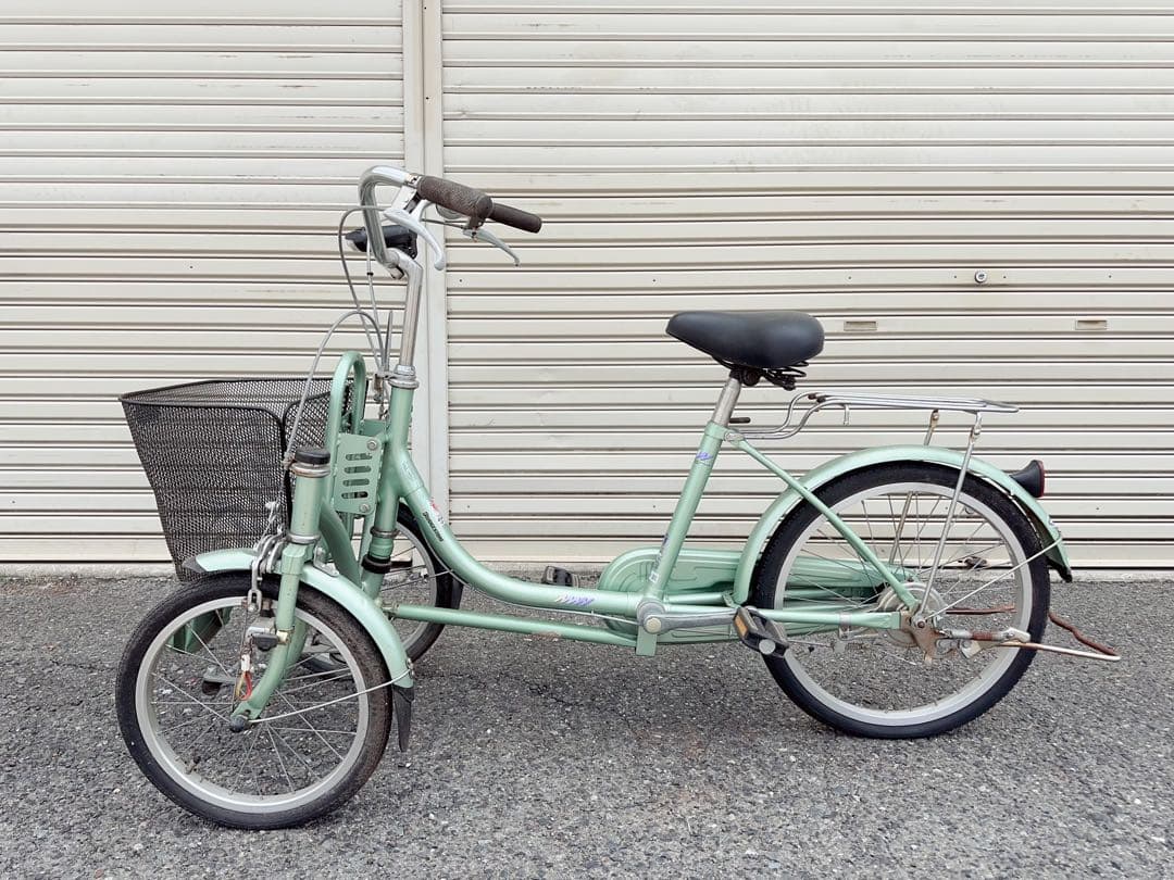 【大阪市周辺限定】ミントグリーン 三輪自転車 前カゴ付き