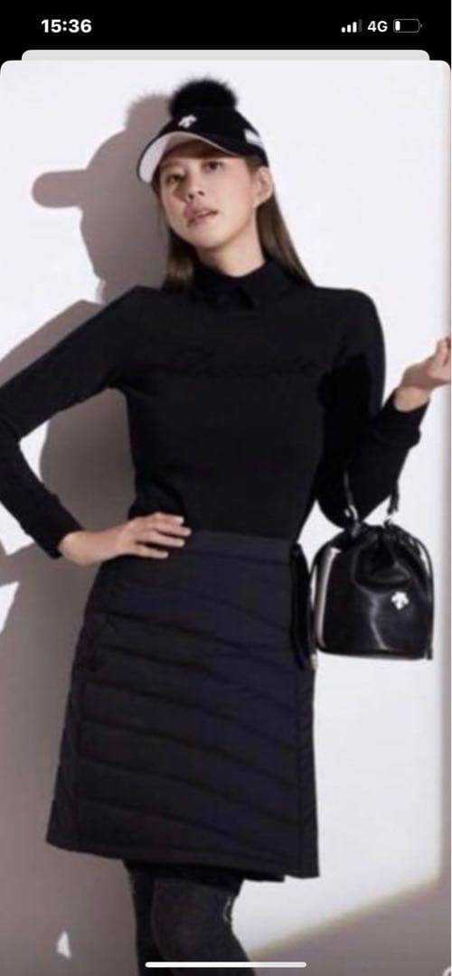 新品　韓国デサントゴルフ　レディース　黒　裏起毛