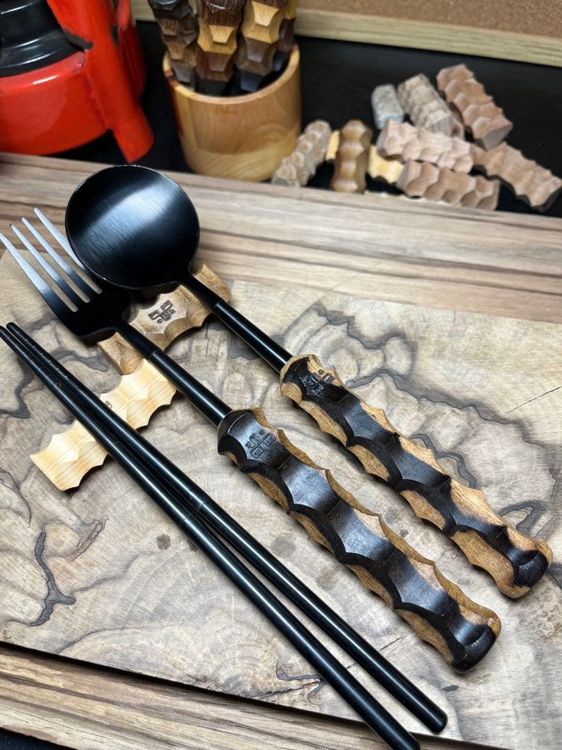 elk grip カトラリーセット　シャム柿