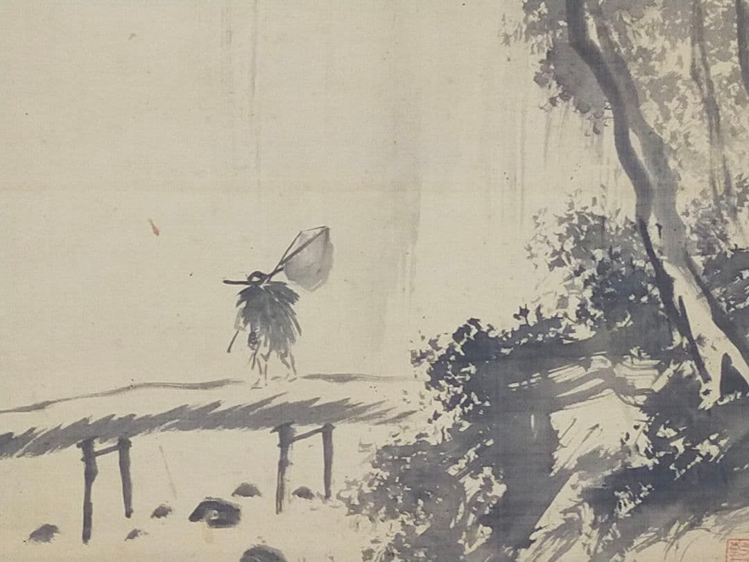 ♥掛軸♥　成木星洲　♥山水画♥　桐箱付き　掛け軸　骨董　古玩　中国