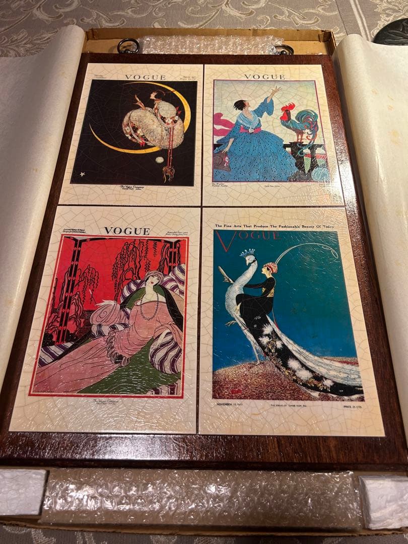 希少 ヴィンテージ VOGUE 木製 タイル アートデコ ポスター