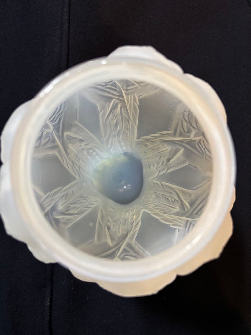 ラリック　クリスタル　バード　レリーフ　花瓶