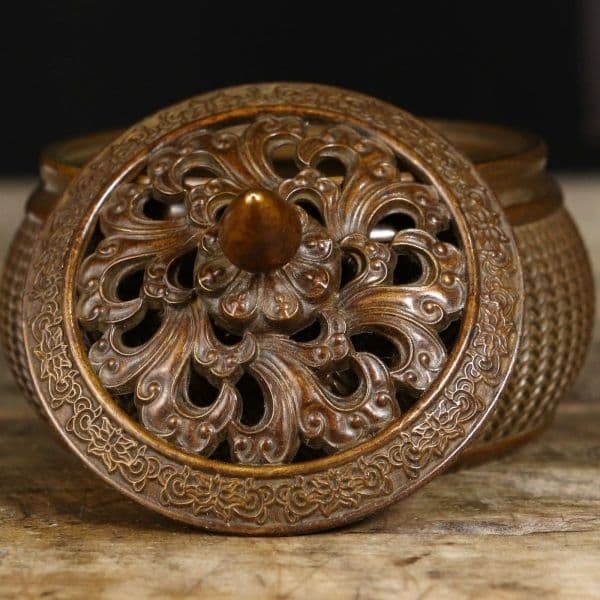 銅器 蘇工 竹編香薫炉 銅香炉 茶道香薫炉 香道具 装飾品 工芸品 置物